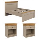 Ver imagem 3 de Conjunto Cama de Casal e 2 Mesas de Cabeceira England em MDF Corda/Freijó