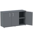Ver imagem 2 de Armário Baixo Credenza PE25 Pandin 121,50 cm (largura) em MDP Cor Grafito com Três Portas