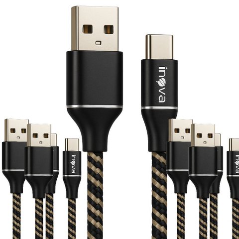 Kit 05 Cabo Celular 3.1a Flexivel Usb Tipo-c 1mt Inova Cinza