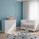 Ver imagem 1 de Quarto Bebe Infantil Doce Sonho Berço Mini Cama e Cômoda Sapateira 1 Porta 4 Gavetas Qmovi