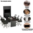Ver imagem 7 de Mesa de Reunião Retangular com Painel 8 Lugares Moderno MDP 220cm Preto Tecnomobili
