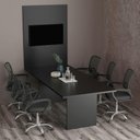 Ver imagem 4 de Mesa de Reunião Retangular com Painel 8 Lugares Moderno MDP 220cm Preto Tecnomobili