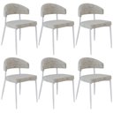 Ver imagem 1 de Kit 06 Cadeiras Estofada para Sala de Jantar Serena Branco C01 Linho Lautrec Off White - Lyam Decor