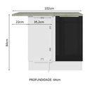 Ver imagem 3 de Balcão de Canto Madesa Lux 1 Porta 60 cm Profundidade (Com Tampo) Branco/Preto