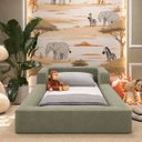 Ver imagem 1 de Cama Montessoriana Solteiro Desmontável com Colchão em Bouclé:Verde