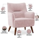 Ver imagem 4 de Poltrona Decorativa Fixa Pés de Madeira Isabella D02 Veludo Rosê B-305 - Lyam Decor