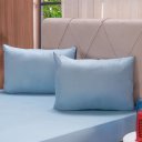 Ver imagem 1 de Jogo de Cama Queen Rilievo Microfibra 100% Poliéster Bruma Azul