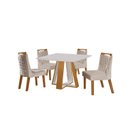 Ver imagem 2 de Conjunto Sala de Jantar Mesa Grécia 4 Cadeiras Atena Marrom/Castanho Cinamomo/Pena Bege/Off White