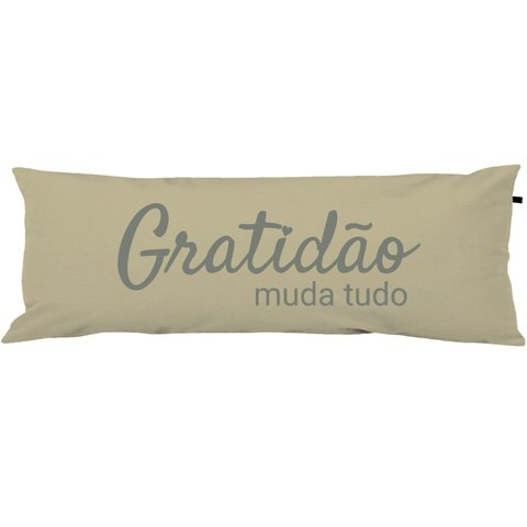 Travesseiro De Corpo Body Pillow 40x130cm Gratidão Cinza - Capa com enchimento