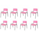 Ver imagem 2 de Kit 8 Cadeira Iso Infantil Creche, Escola Base Cinza Rosa