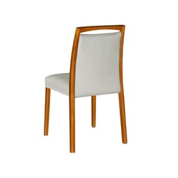 Kit 6 Cadeiras de Jantar Luxo Estofadas Jade Linho Cinza Base Madeira Maciça Mel - 4
