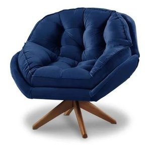 Poltrona Decorativa Califórnia Giratória Suede Azul Marinho - Fm