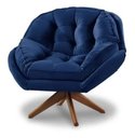 Ver imagem 1 de Poltrona Decorativa Califórnia Giratória Suede Azul Marinho - Fm