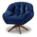 Ver imagem 1 de Poltrona Decorativa Califórnia Giratória Suede Azul Marinho - Fm