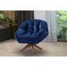 Poltrona Decorativa Califórnia Giratória Suede Azul Marinho - Fm - 2