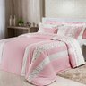 Kit Edredom Clara Queen Bordado 4Pçs 200 Fios 100% Algodão Rosa Chá - 1