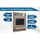 Ver imagem 3 de Rack Bancada C/ Painel P/ Tv até 100 Pol Modular 3.0 Ripado 2 Portas 1 Prat. 297x250cm Nature/off