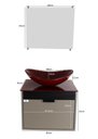 Ver imagem 5 de Gabinete Armário Banheiro 40cm Cuba Oval Vermelha