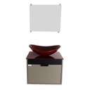 Ver imagem 2 de Gabinete Armário Banheiro 40cm Cuba Oval Vermelha