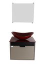 Ver imagem 2 de Gabinete Armário Banheiro 40cm Cuba Oval Vermelha