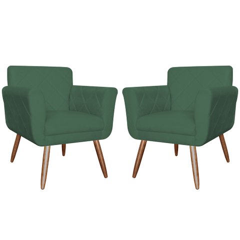 Kit com 2 Poltronas Cadeiras Isabella Estofadas Veludo Verde - Incasa Decor