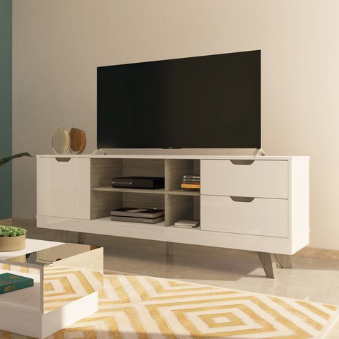 Rack para TV até 60 Polegadas 160cm 2 Gavetas Michigan Bege