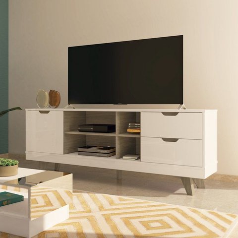 Rack para TV até 60 Polegadas 160cm 2 Gavetas Michigan Bege