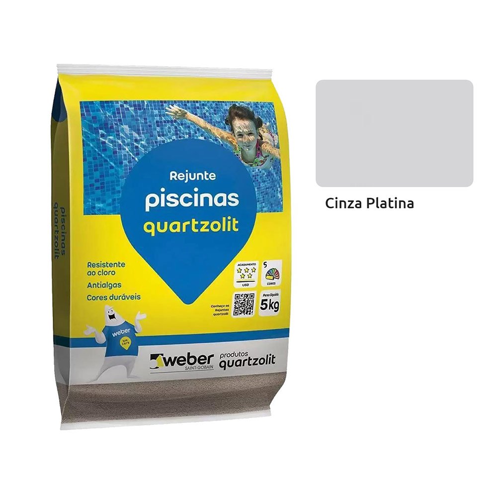 Rejunte Piscina Quartzolit 5kg - CINZA PLATINA - 2
