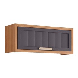 Armário de Geladeira P/ Cozinha Estela Geladeira C/1 Porta Basculante Ripada 80 Cm Freijo/titanium - 1
