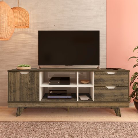 Rack para TV até 65 polegadas 2 Gavetas 1 Porta 4 Nichos Michigan