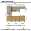 Ver imagem 3 de Cozinha 5 Peças 10 Portas 5 Gavetas 270cm 100% MDF Simone Mendes Cinza/Carvalho/Greige