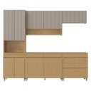 Ver imagem 2 de Cozinha 5 Peças 10 Portas 5 Gavetas 270cm 100% MDF Simone Mendes Cinza/Carvalho/Greige