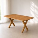 Ver imagem 1 de Mesa de Jantar 6 Lugares Munique Base Madeira Maciça e Tampo Amadeirado 160cm Móveis Mundial