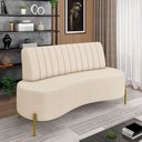 Ver imagem 1 de Sofá Orgânico 2 Lugares 135cm Pé Ferro Dourado Maraú Bouclê K01 - D'Rossi Bege