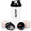 Ver imagem 6 de Coqueteleira Fitness 3 Andares Garrafa Shaker Academia Plastico Resistente Compartimentos