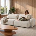 Ver imagem 5 de Sofá Cama Modular Orgânico Retrátil 4 Lugares 250cm com Base em Madeira Maciça Oxford