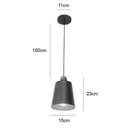 Pendente para Cozinhas Nobre Preto com Interior Cor Cobre para 1 Lâmpada E27 - 5