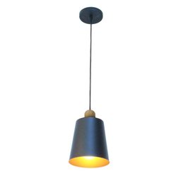 Pendente para Cozinhas Nobre Preto com Interior Cor Cobre para 1 Lâmpada E27 - 1