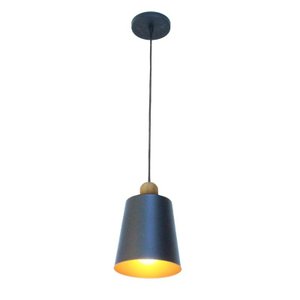 Pendente para Cozinhas Nobre Preto com Interior Cor Cobre para 1 Lâmpada E27