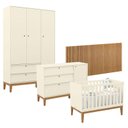 Ver imagem 1 de Quarto de Bebê Unique 3 Portas com Cômoda Sapateira e Painel Ripado Off White Eco Wood - Matic