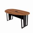 Ver imagem 2 de Mesa de Reunião Orgânica 180x105cm com Caixa de Tomadas e Pés em Metal Corporate Marrom/Nogal com Preto