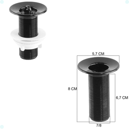 Kit Torneira Pia Banheiro Preto 1/4 de Volta Válvula Lavatório Sifão Extensivo Engate Flexível 60 Cm - 2