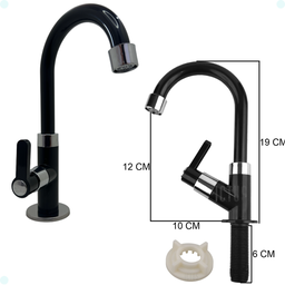 Kit Torneira Pia Banheiro Preto 1/4 de Volta Válvula Lavatório Sifão Extensivo Engate Flexível 60 Cm - 3