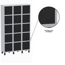 Ver imagem 6 de Armário Locker Guarda-Volume Aço Light 15 Portas 103,5x179,5cm Cinza/Preto