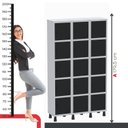 Ver imagem 4 de Armário Locker Guarda-Volume Aço Light 15 Portas 103,5x179,5cm Cinza/Preto