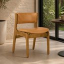 Ver imagem 2 de Cadeira de Jantar Orgânica Estofada Base Madeira Maciça Donna L02 Couríssimo Whisky - Lyam Decor