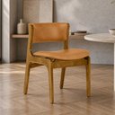 Ver imagem 1 de Cadeira de Jantar Orgânica Estofada Base Madeira Maciça Donna L02 Couríssimo Whisky - Lyam Decor
