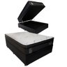 Cama Base Box com Baú Casal Preto + Colchão de molas ensacadas Madrid Probel - 138x188x72 - 1
