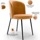 Ver imagem 4 de Kit 3 Cadeiras Sala de Jantar Estofada Gavi L02 Couríssimo Whisky - Lyam Decor