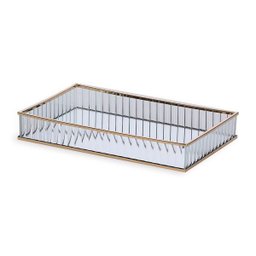Bandeja Decorativa em Vidro com Espelho Mart:dourado - 1